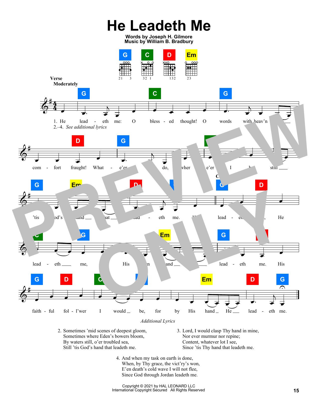 Download Joseph H. Gilmore He Leadeth Me Sheet Music and learn how to play ChordBuddy PDF digital score in minutes