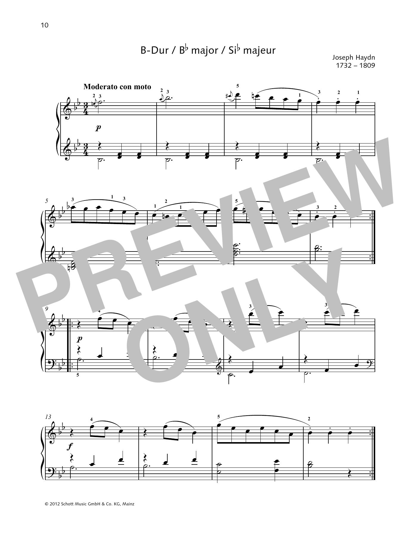 Download Joseph Haydn German Dance B-flat major Sheet Music and learn how to play Piano Solo PDF digital score in minutes