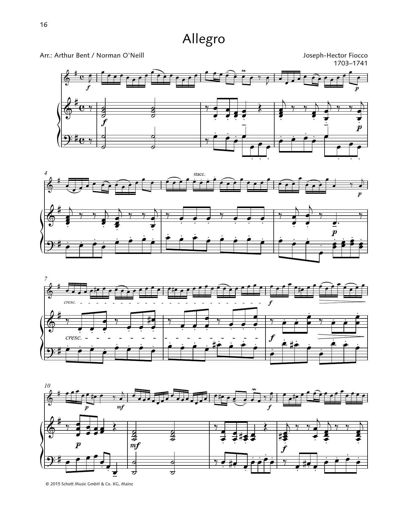 Download Joseph-Hector Fiocco Allegro Sheet Music and learn how to play String Solo PDF digital score in minutes