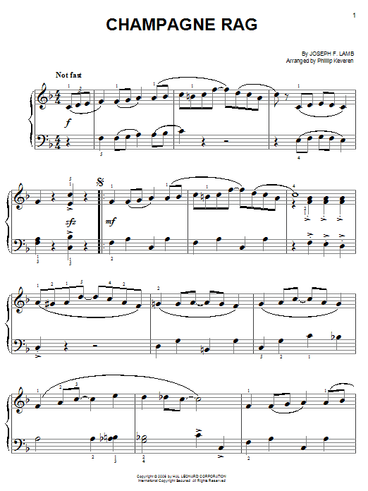 Download Joseph Lamb Champagne Rag Sheet Music and learn how to play Easy Piano PDF digital score in minutes