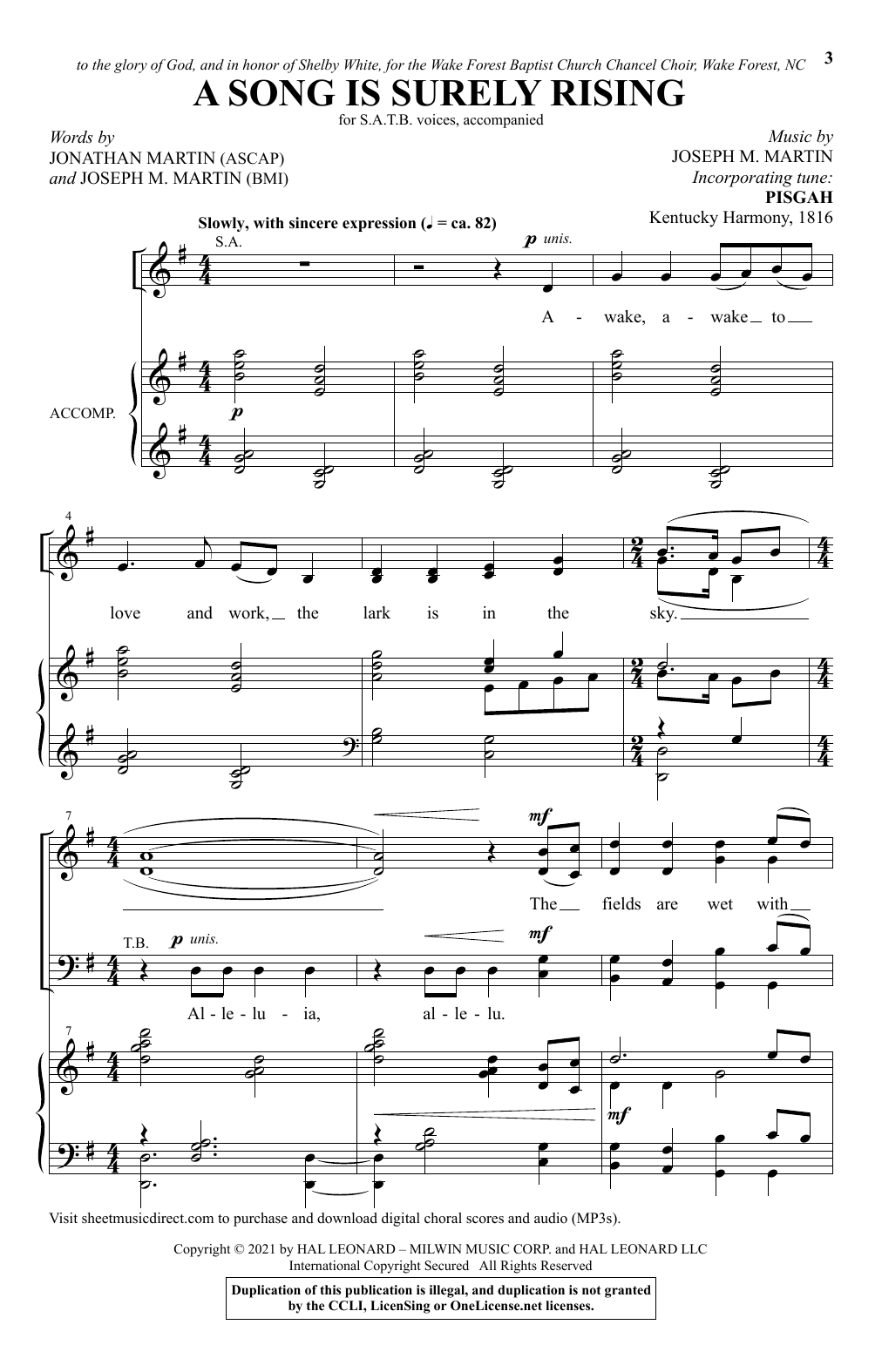 Download Joseph M. Martin & Jonathan Martin A Song Is Surely Rising Sheet Music and learn how to play SATB Choir PDF digital score in minutes