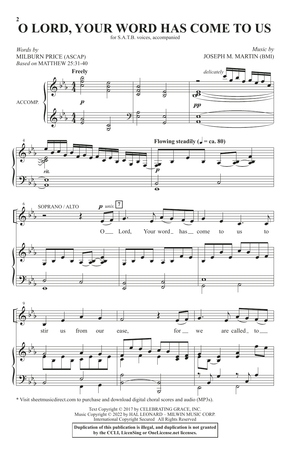 Download Joseph M. Martin & Milburn Price O Lord, Your Word Has Come To Us Sheet Music and learn how to play SATB Choir PDF digital score in minutes