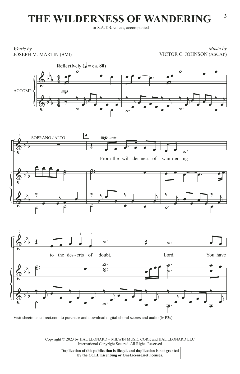 Download Joseph M. Martin & Victor C. Johnson The Wilderness Of Wandering Sheet Music and learn how to play SATB Choir PDF digital score in minutes