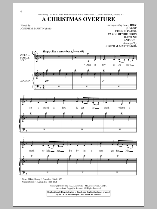 Download Joseph M. Martin A Christmas Overture Sheet Music and learn how to play SATB PDF digital score in minutes