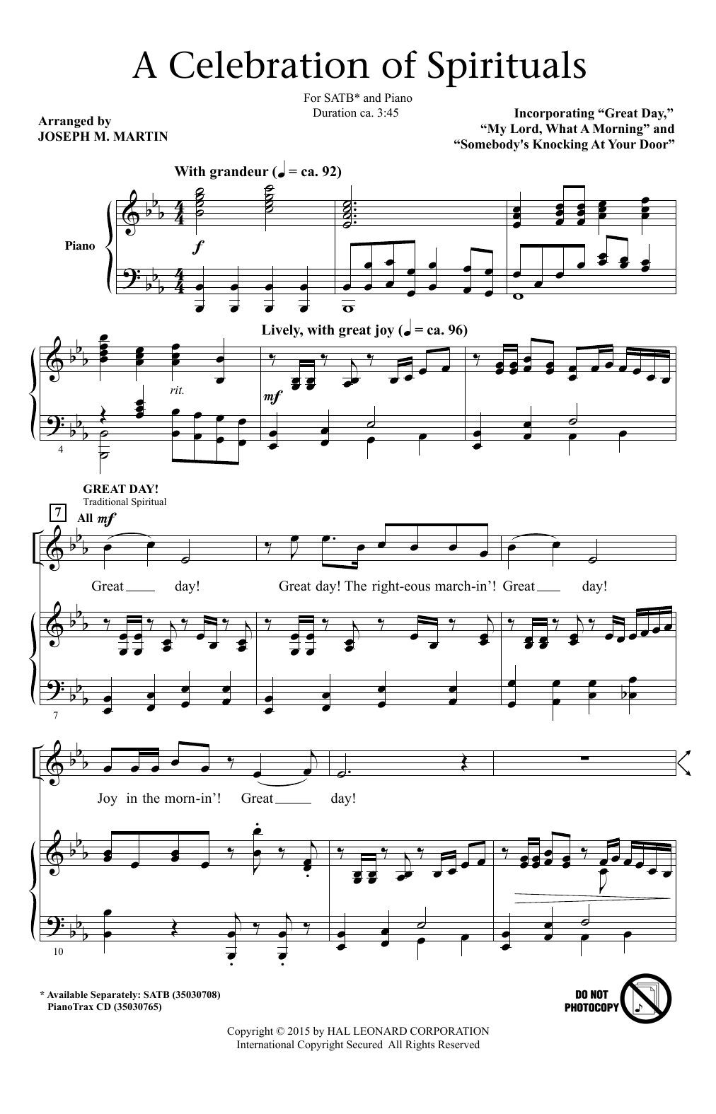 Download Joseph M. Martin A Celebration Of Spirituals Sheet Music and learn how to play SATB PDF digital score in minutes