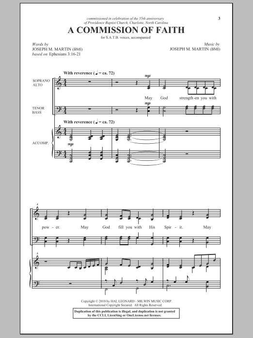 Download Joseph M. Martin A Commission Of Faith Sheet Music and learn how to play SATB Choir PDF digital score in minutes