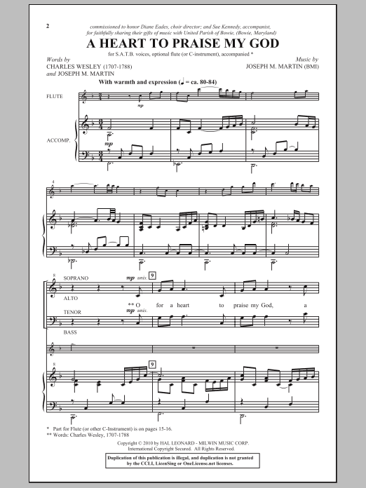 Download Joseph M. Martin A Heart To Praise My God Sheet Music and learn how to play SATB Choir PDF digital score in minutes