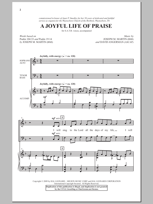 Download Joseph M. Martin A Joyful Life Of Praise Sheet Music and learn how to play SATB Choir PDF digital score in minutes