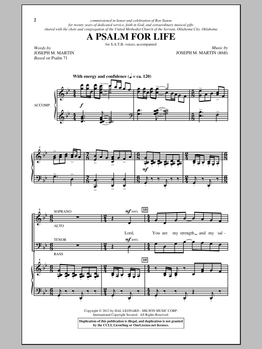 Download Joseph M. Martin A Psalm For Life Sheet Music and learn how to play SATB PDF digital score in minutes