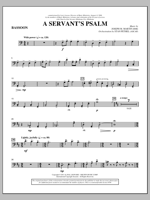 Download Joseph M. Martin A Servant's Psalm - Bassoon Sheet Music and learn how to play Choir Instrumental Pak PDF digital score in minutes