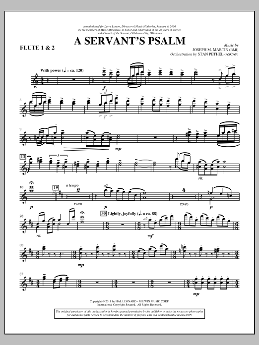 Download Joseph M. Martin A Servant's Psalm - Flute 1 & 2 Sheet Music and learn how to play Choir Instrumental Pak PDF digital score in minutes