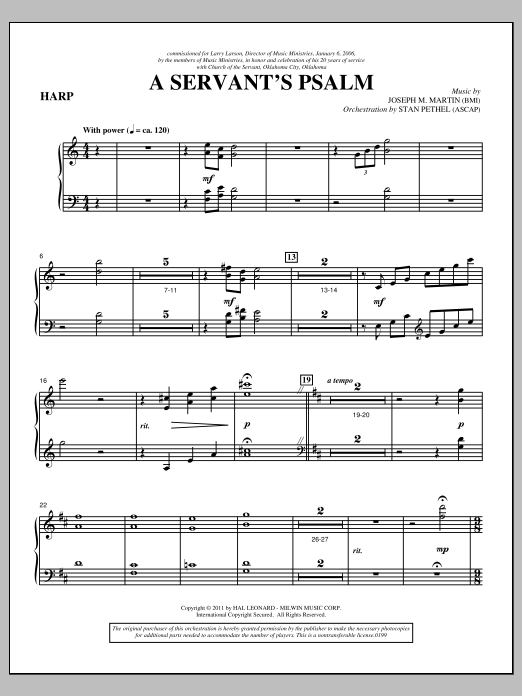 Download Joseph M. Martin A Servant's Psalm - Harp Sheet Music and learn how to play Choir Instrumental Pak PDF digital score in minutes