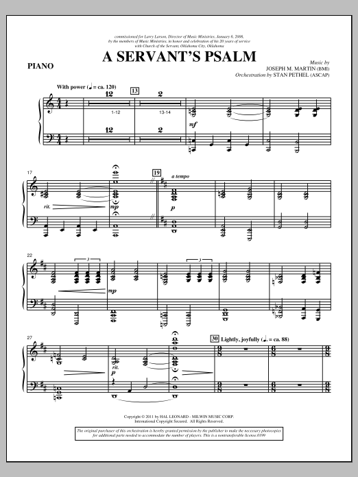 Download Joseph M. Martin A Servant's Psalm - Piano Sheet Music and learn how to play Choir Instrumental Pak PDF digital score in minutes
