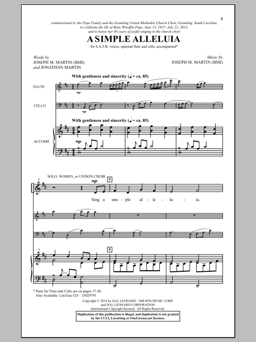 Download Joseph M. Martin A Simple Alleluia Sheet Music and learn how to play Choral PDF digital score in minutes