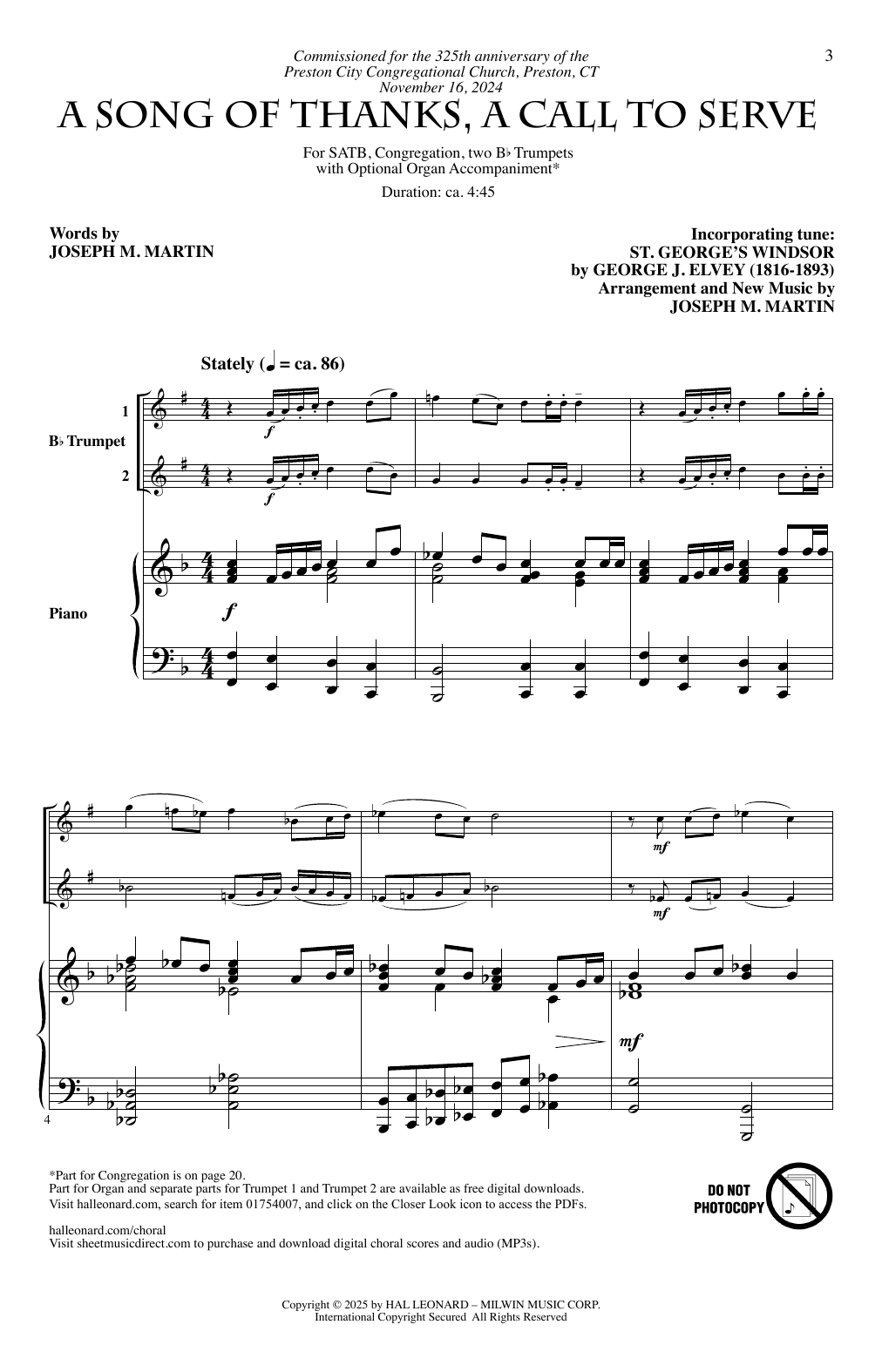 Download Joseph M. Martin A Song Of Thanks, A Call To Serve Sheet Music and learn how to play SATB Choir PDF digital score in minutes