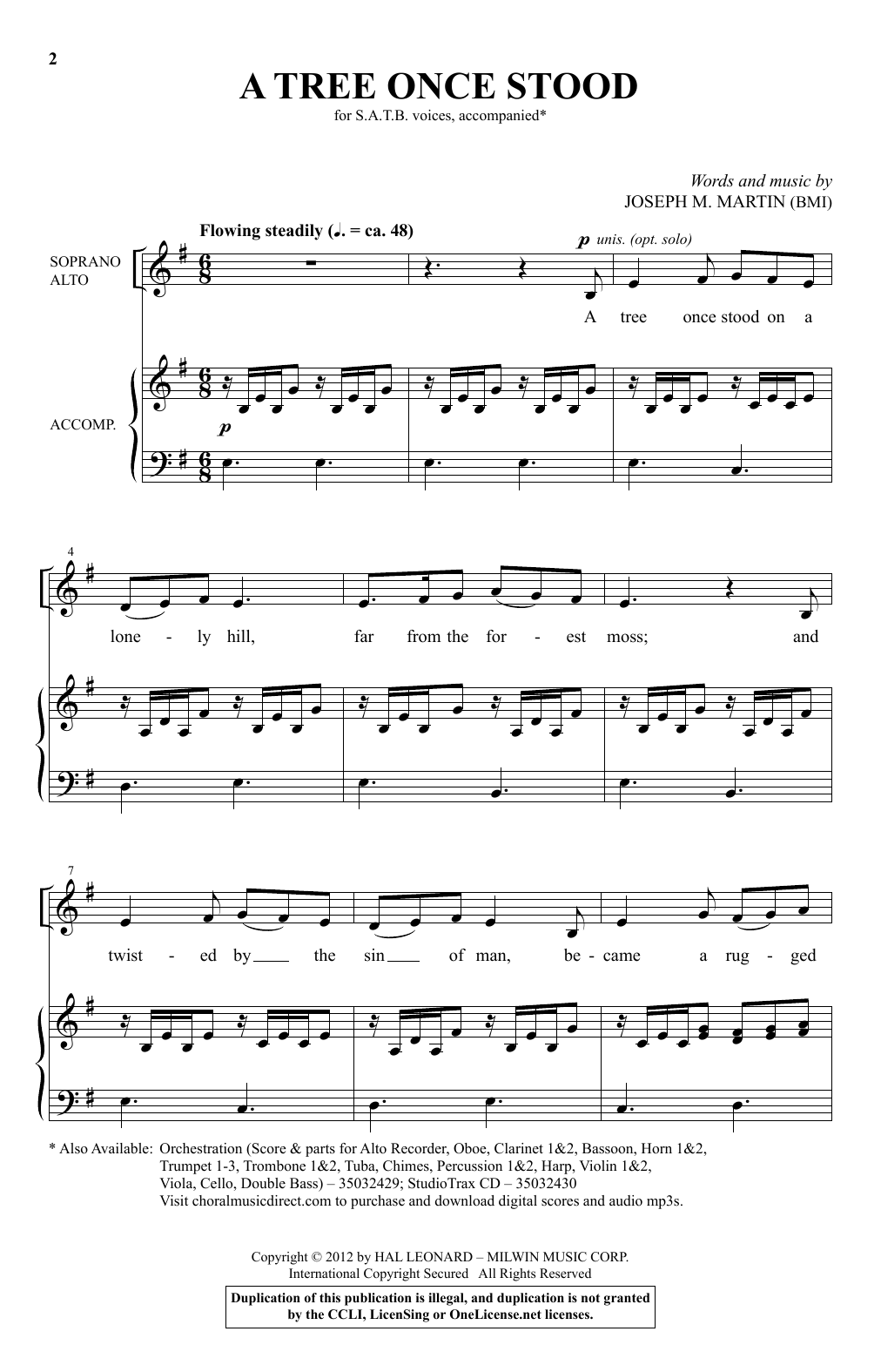 Download Joseph M. Martin A Tree Once Stood Sheet Music and learn how to play SATB Choir PDF digital score in minutes