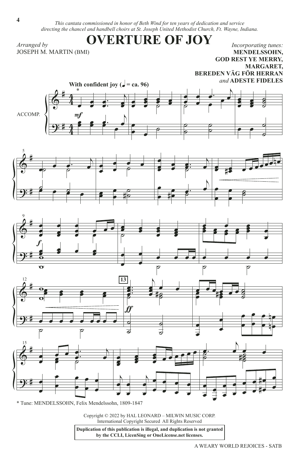 Download Joseph M. Martin A Weary World Rejoices (A Chamber Cantata For Christmas) Sheet Music and learn how to play SATB Choir PDF digital score in minutes