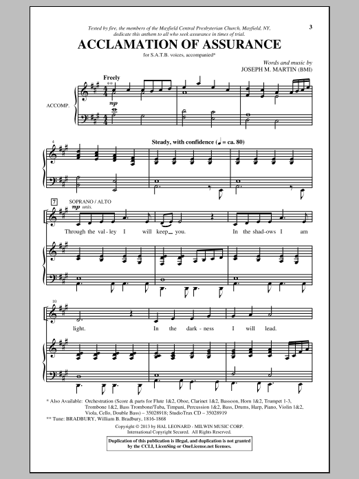 Download Joseph M. Martin Acclamation Of Assurance Sheet Music and learn how to play SATB PDF digital score in minutes