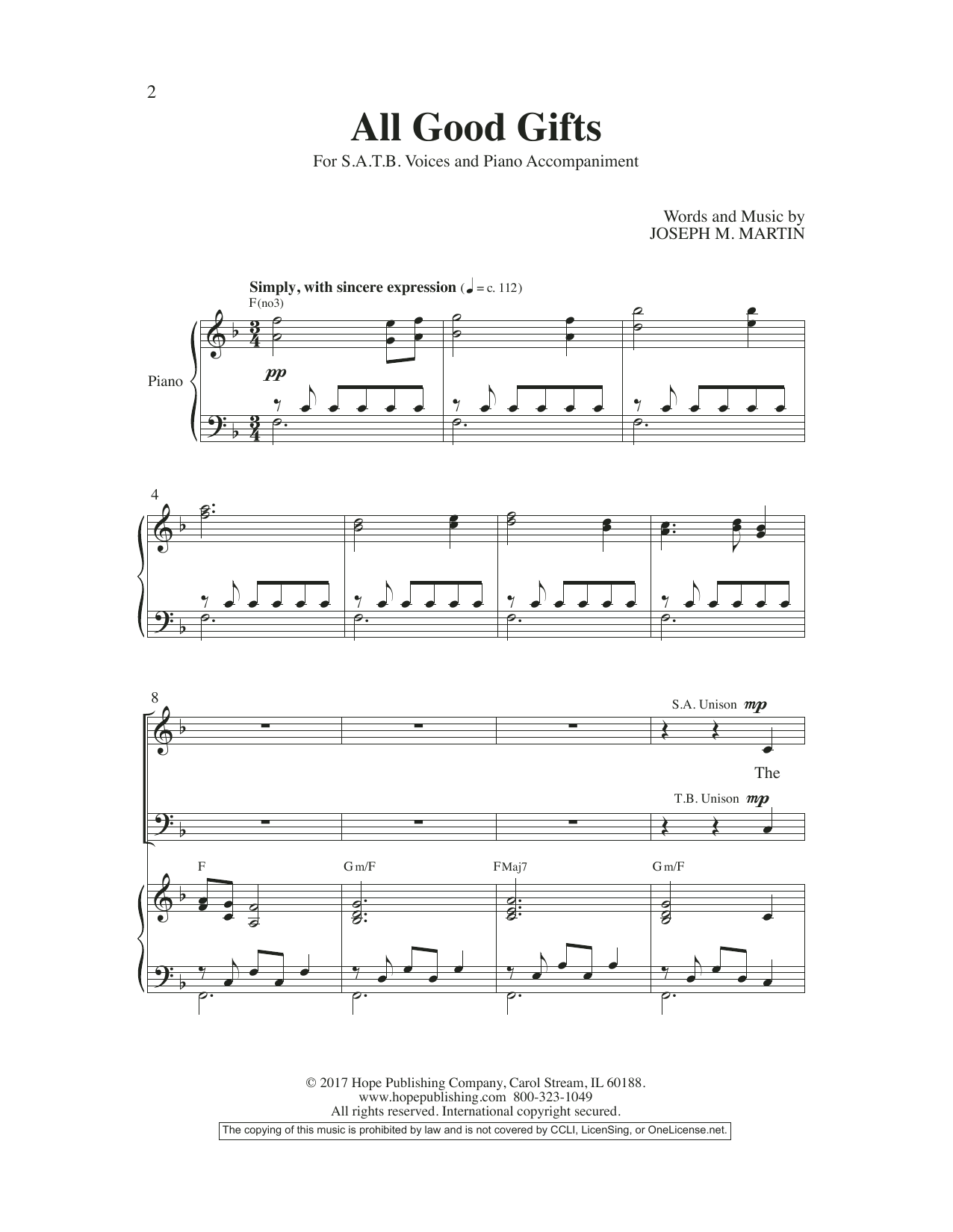 Download Joseph M. Martin All Good Gifts Sheet Music and learn how to play SATB Choir PDF digital score in minutes