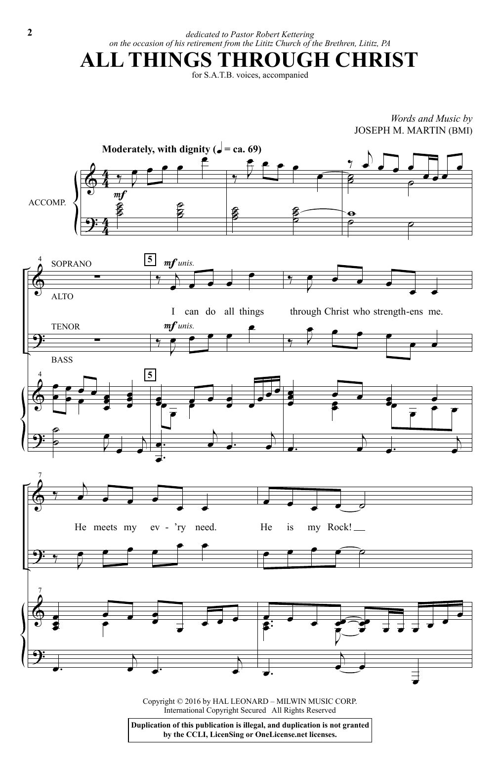 Download Joseph M. Martin All Things Through Christ Sheet Music and learn how to play SATB PDF digital score in minutes