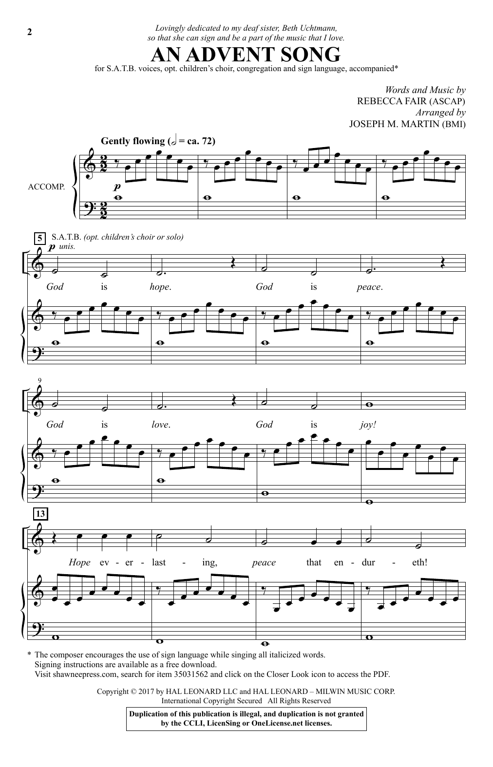 Download Joseph M. Martin An Advent Song Sheet Music and learn how to play Choral PDF digital score in minutes