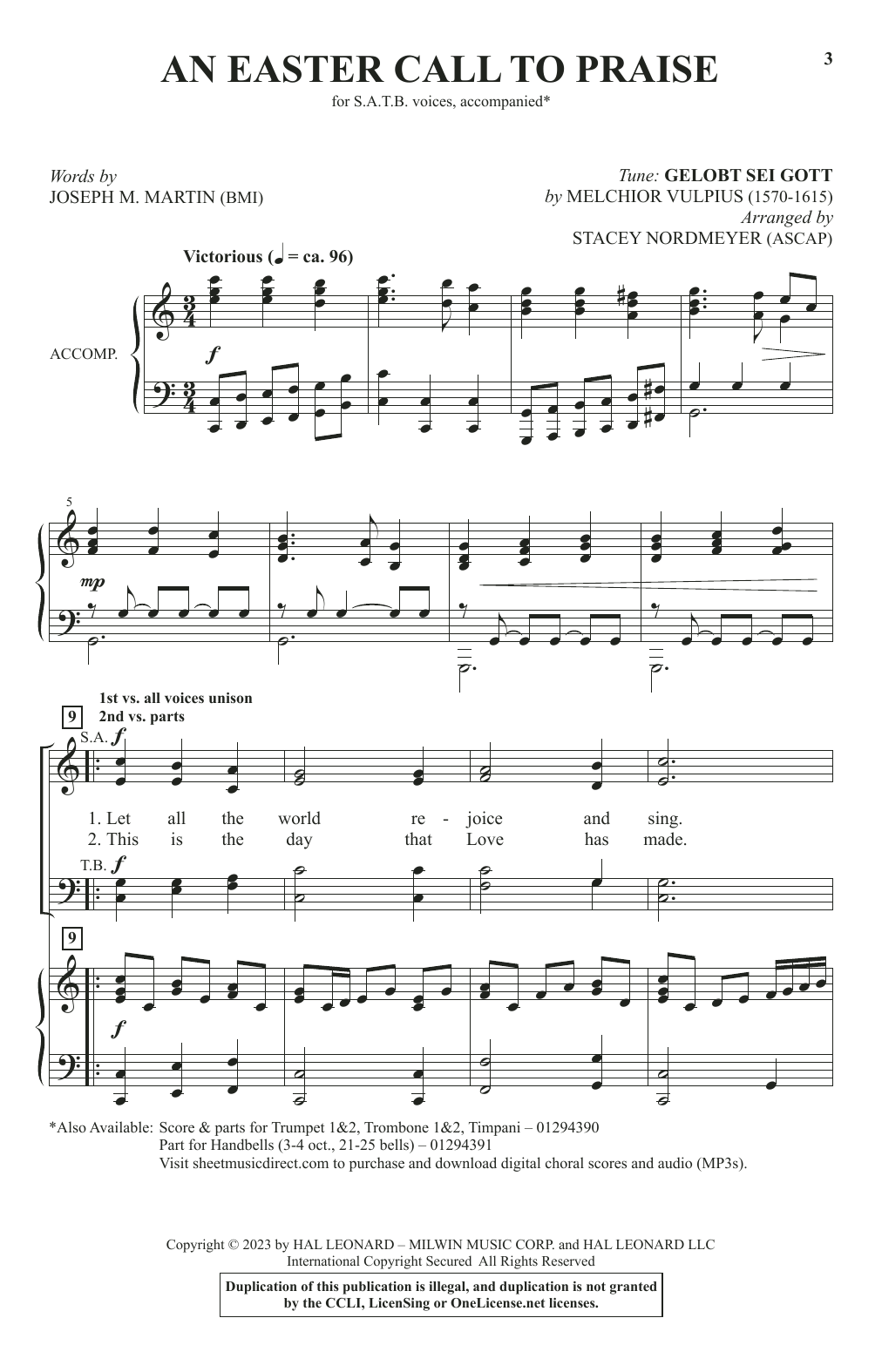 Download Joseph M. Martin An Easter Call To Praise (arr. Stacey Nordmeyer) Sheet Music and learn how to play SATB Choir PDF digital score in minutes