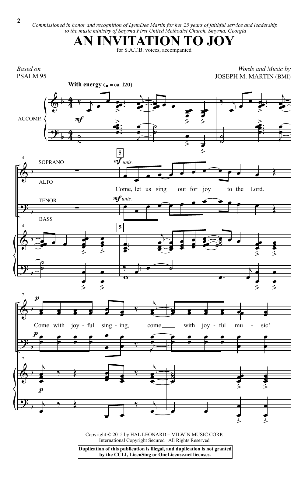 Download Joseph M. Martin An Invitation To Joy Sheet Music and learn how to play SATB PDF digital score in minutes