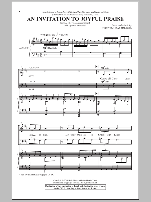 Download Joseph M. Martin An Invitation To Joyful Praise Sheet Music and learn how to play SATB PDF digital score in minutes