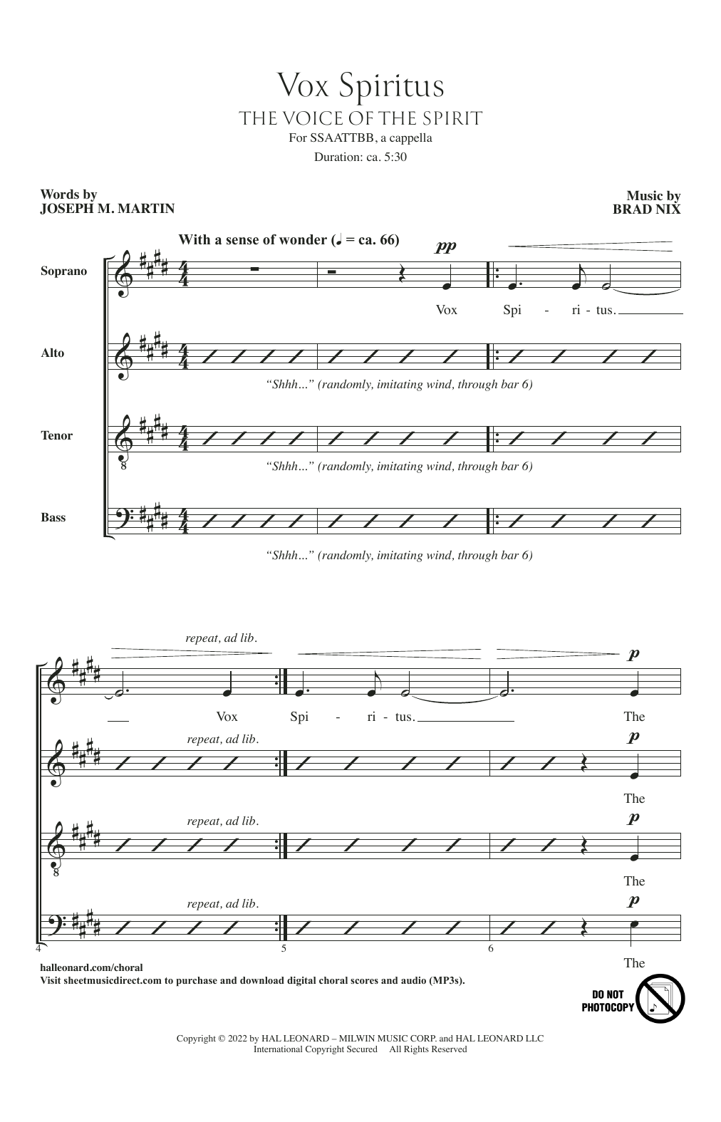 Download Joseph M. Martin and Brad Nix Vox Spiritus (The Voice Of The Spirit) Sheet Music and learn how to play SATB Choir PDF digital score in minutes