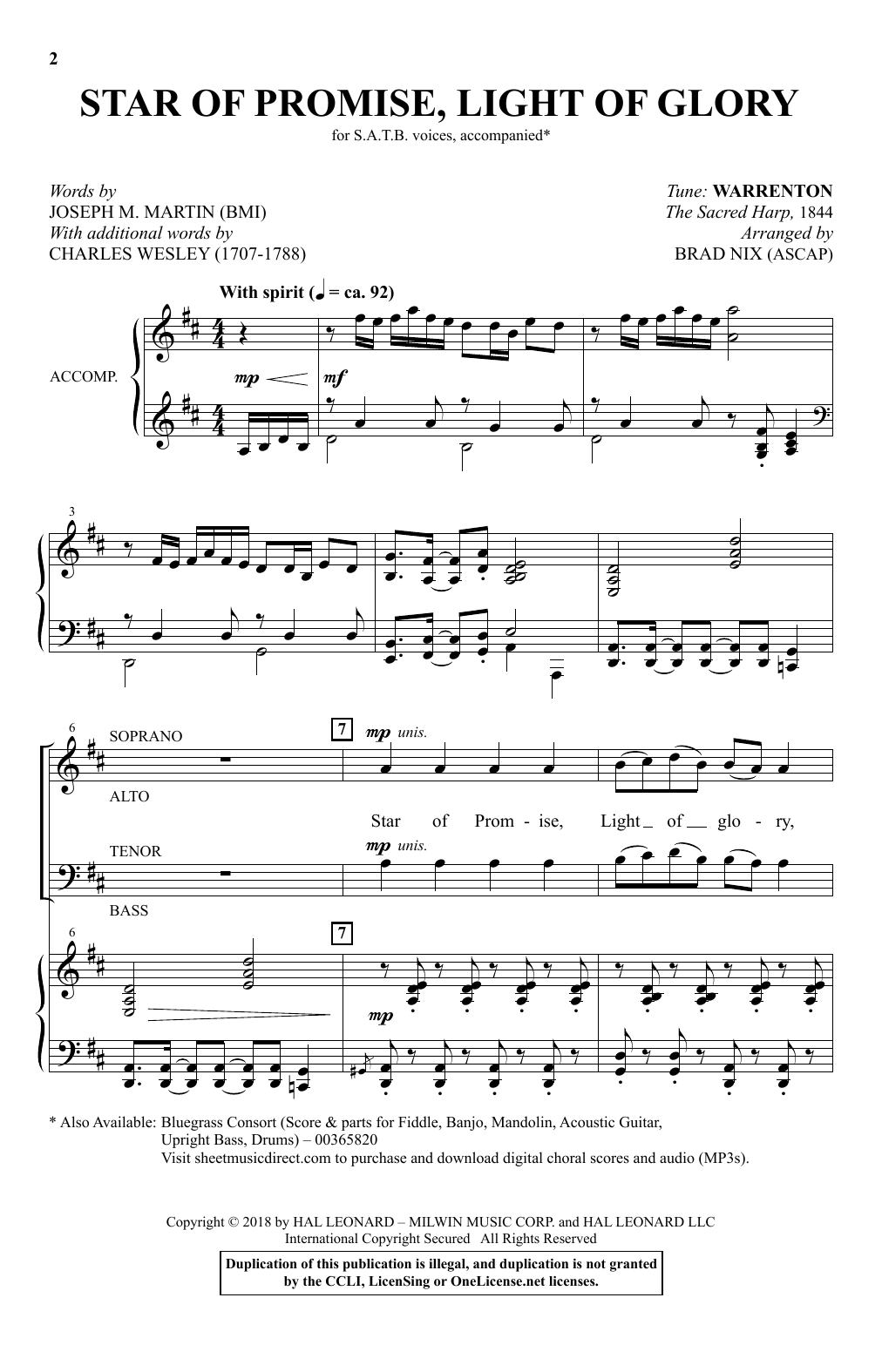 Download Joseph M. Martin and Charles Wesley Star Of Promise, Light Of Glory (arr. Brad Nix) Sheet Music and learn how to play SATB Choir PDF digital score in minutes