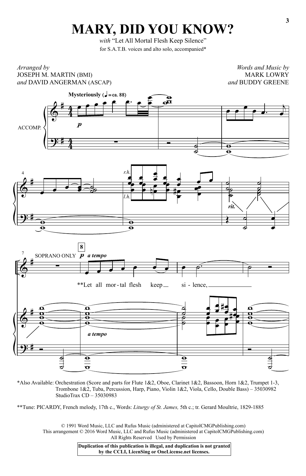 Download Joseph M. Martin Mary, Did You Know? Sheet Music and learn how to play SATB PDF digital score in minutes