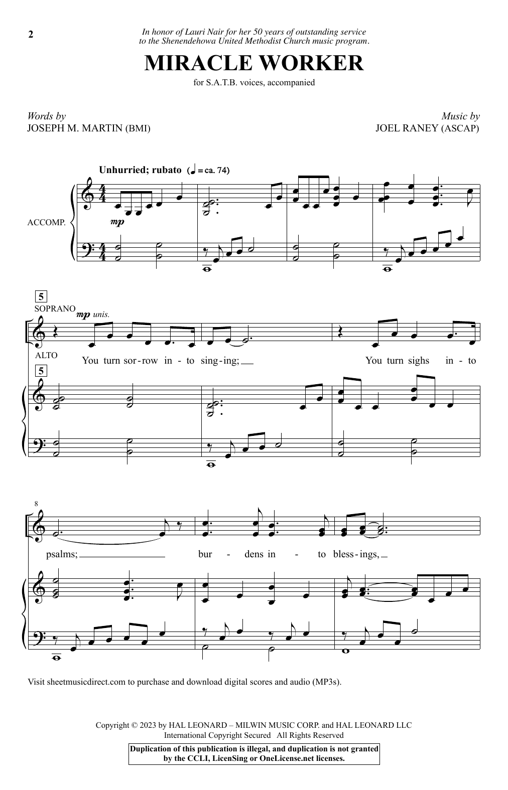 Download Joseph M. Martin and Joel Raney Miracle Worker Sheet Music and learn how to play SATB Choir PDF digital score in minutes