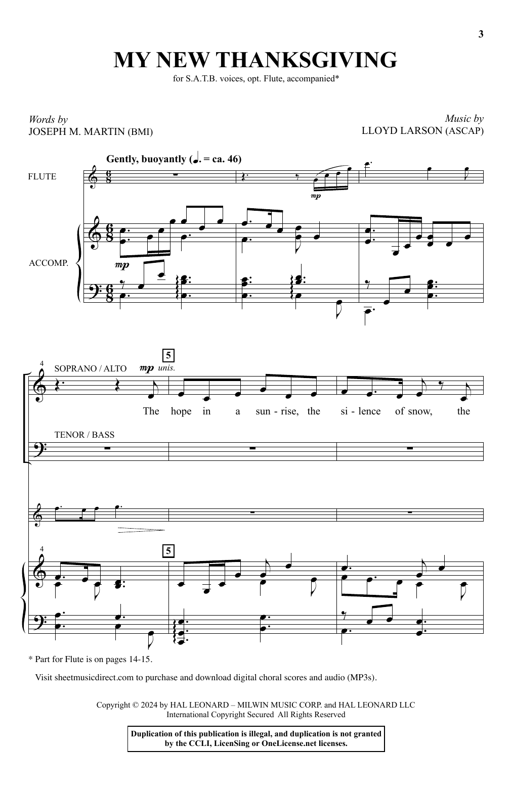 Download Joseph M. Martin and Lloyd Larson My New Thanksgiving Sheet Music and learn how to play SATB Choir PDF digital score in minutes