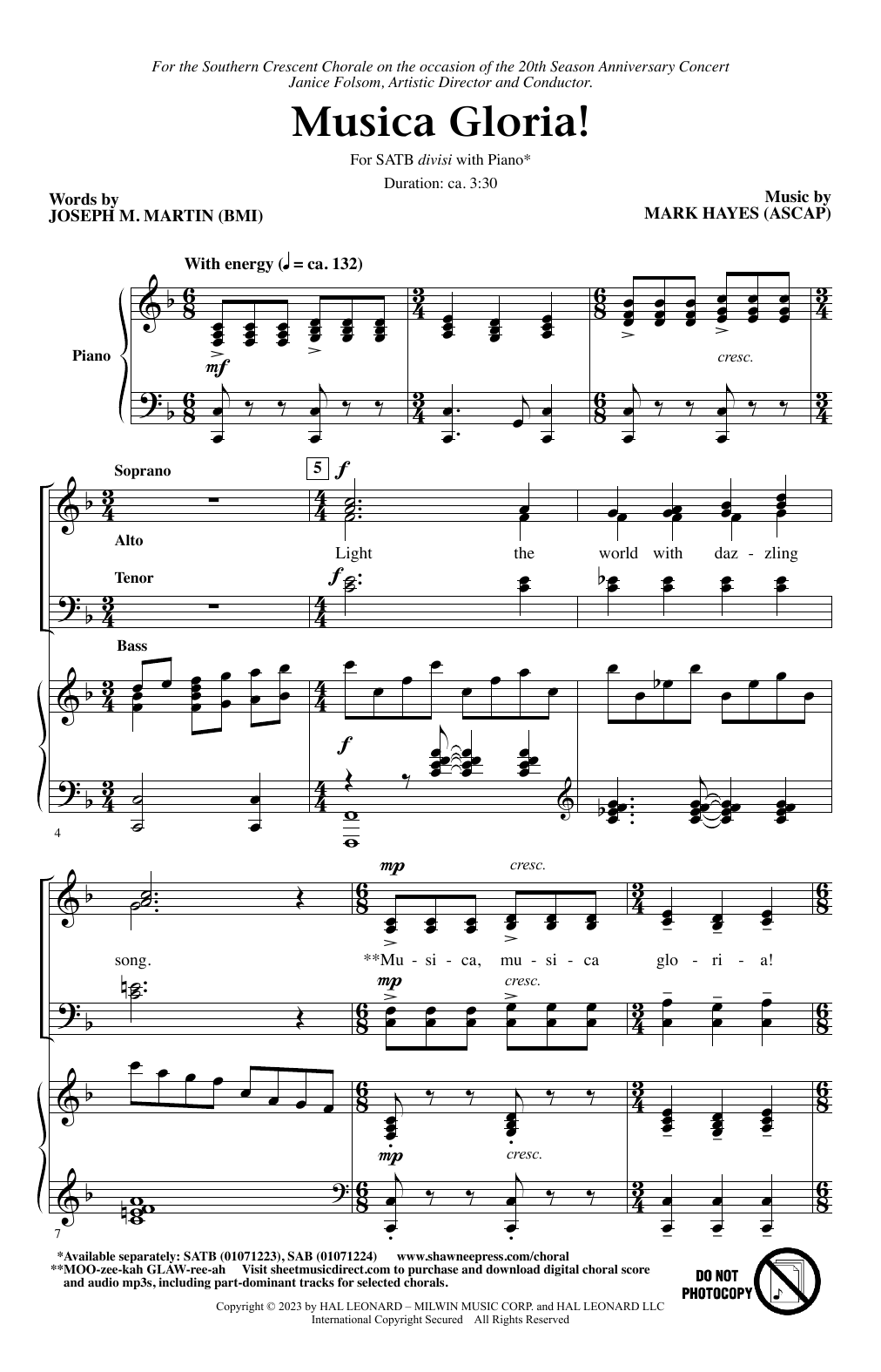 Download Joseph M. Martin and Mark Hayes Musica Gloria! Sheet Music and learn how to play Choir PDF digital score in minutes