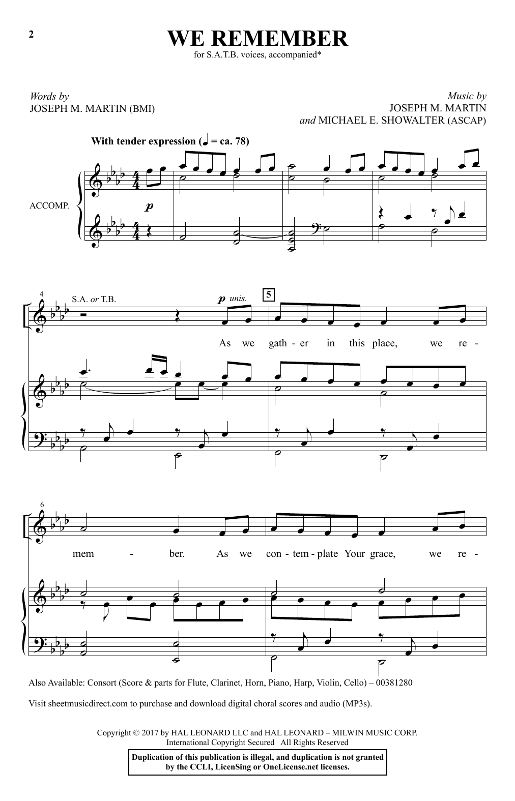 Download Joseph M. Martin and Michael E. Showalter We Remember Sheet Music and learn how to play SATB Choir PDF digital score in minutes