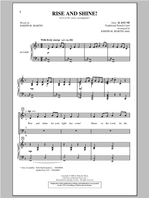 Download Joseph M. Martin (arr.) Rise And Shine! Sheet Music and learn how to play SATB PDF digital score in minutes