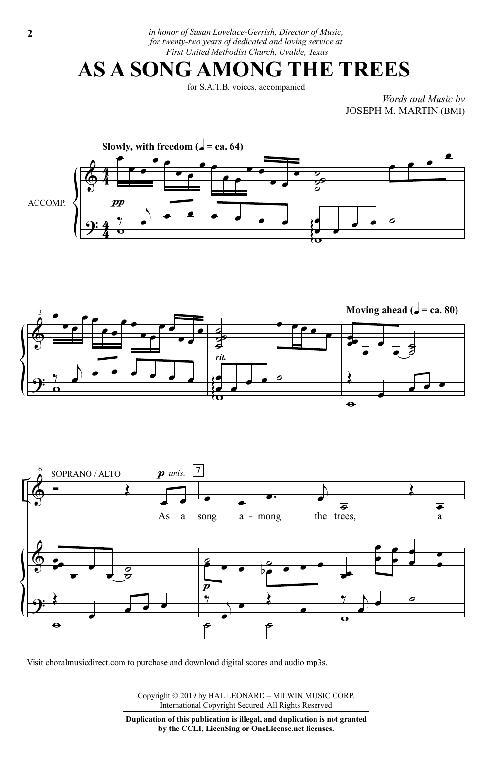 Download Joseph M. Martin As A Song Among The Trees Sheet Music and learn how to play SATB Choir PDF digital score in minutes