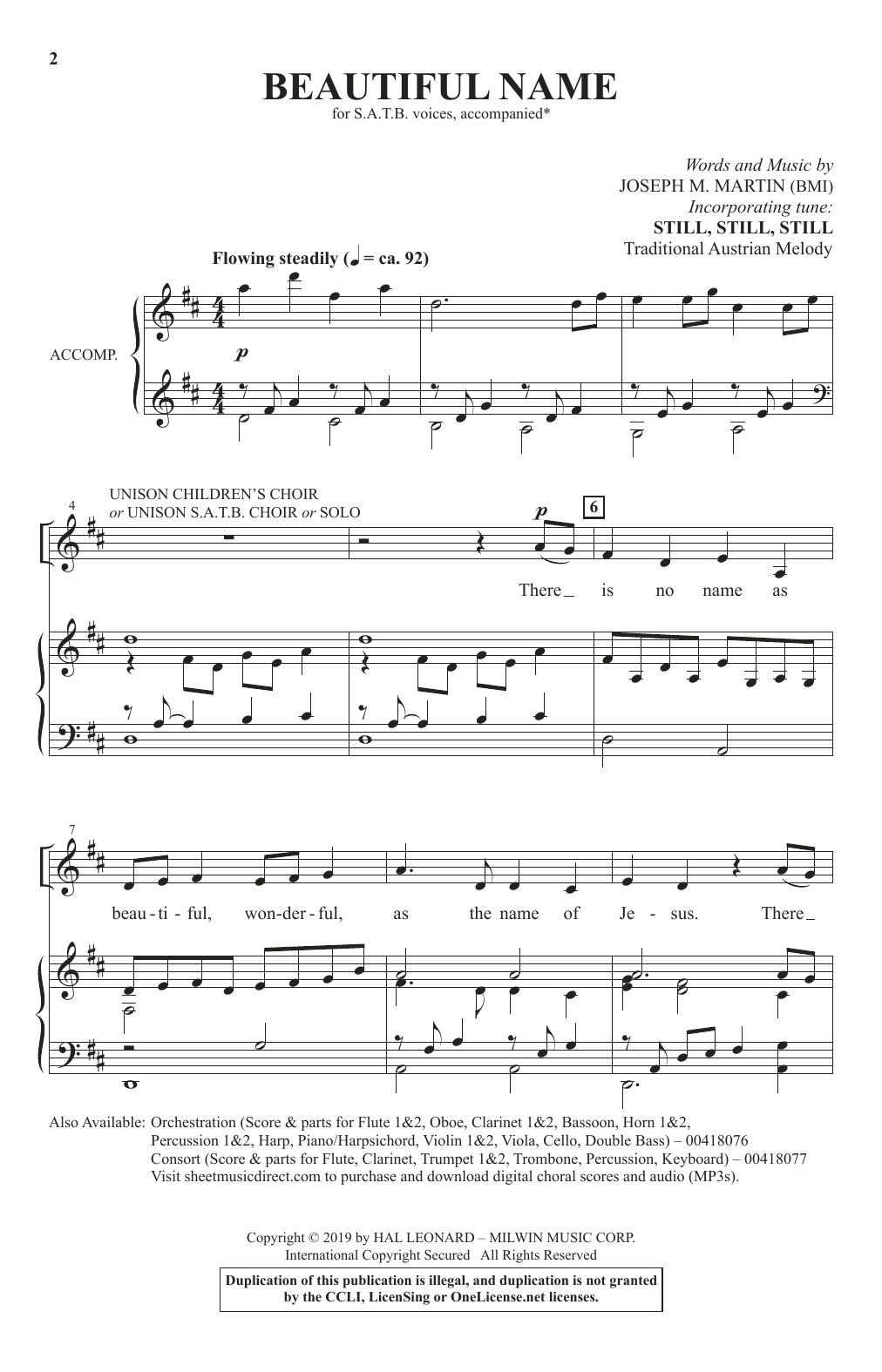 Download Joseph M. Martin Beautiful Name Sheet Music and learn how to play SATB Choir PDF digital score in minutes