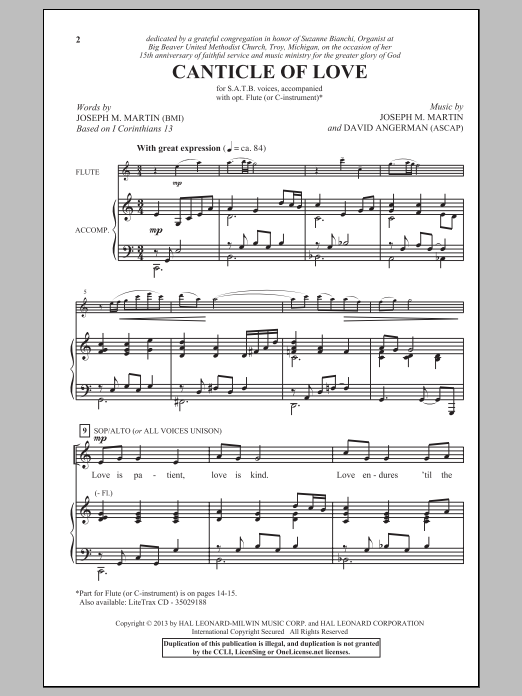 Download Joseph M. Martin Canticle Of Love Sheet Music and learn how to play SATB PDF digital score in minutes