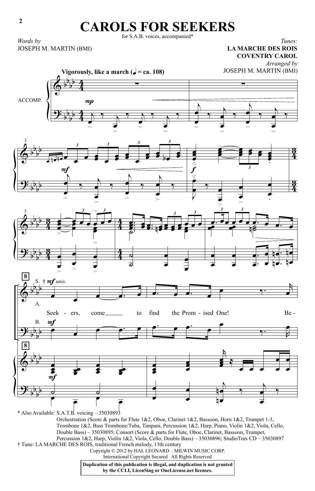 Download Joseph M. Martin Carol For Seekers Sheet Music and learn how to play SATB PDF digital score in minutes