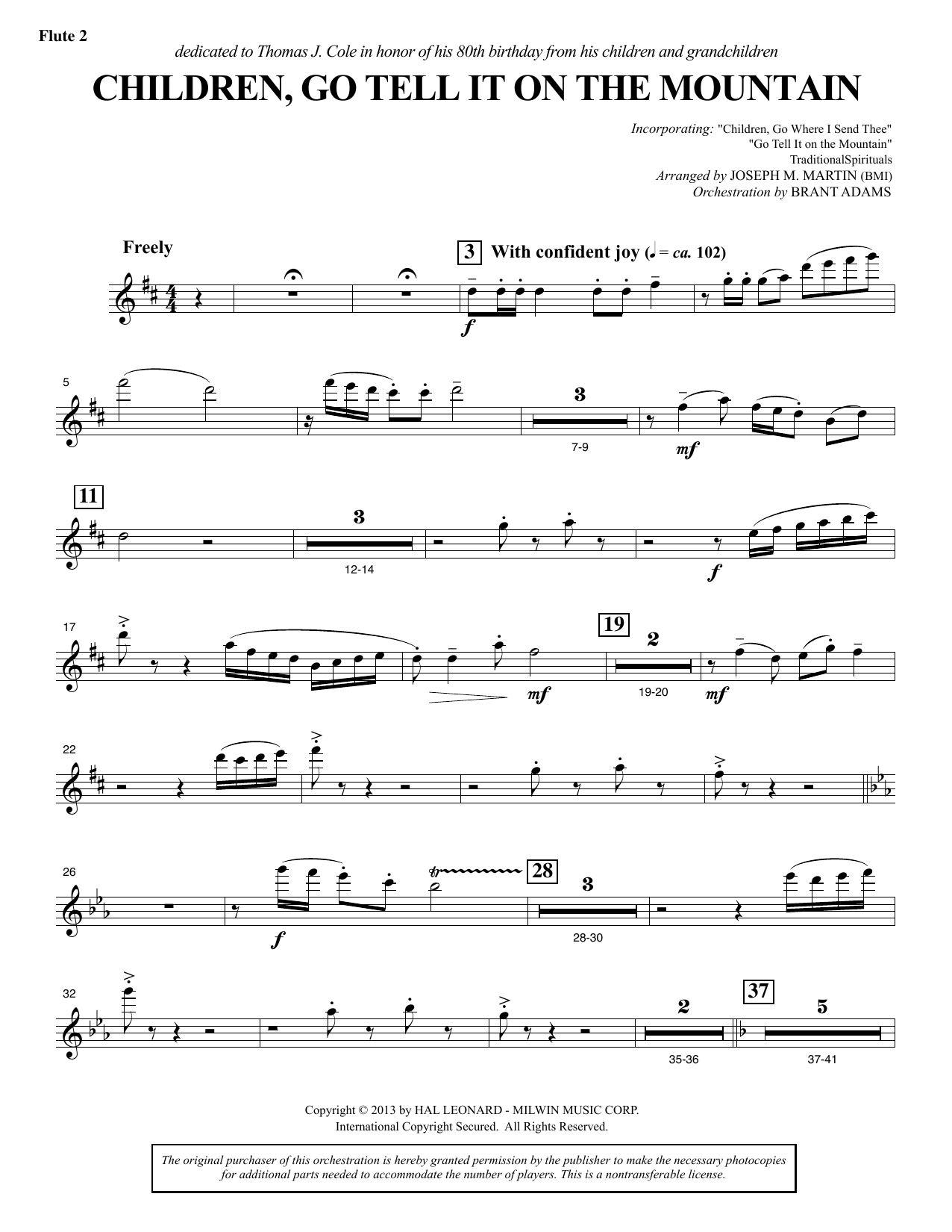 Download Joseph M. Martin Children, Go Tell It on the Mountain - Flute 2 Sheet Music and learn how to play Choir Instrumental Pak PDF digital score in minutes