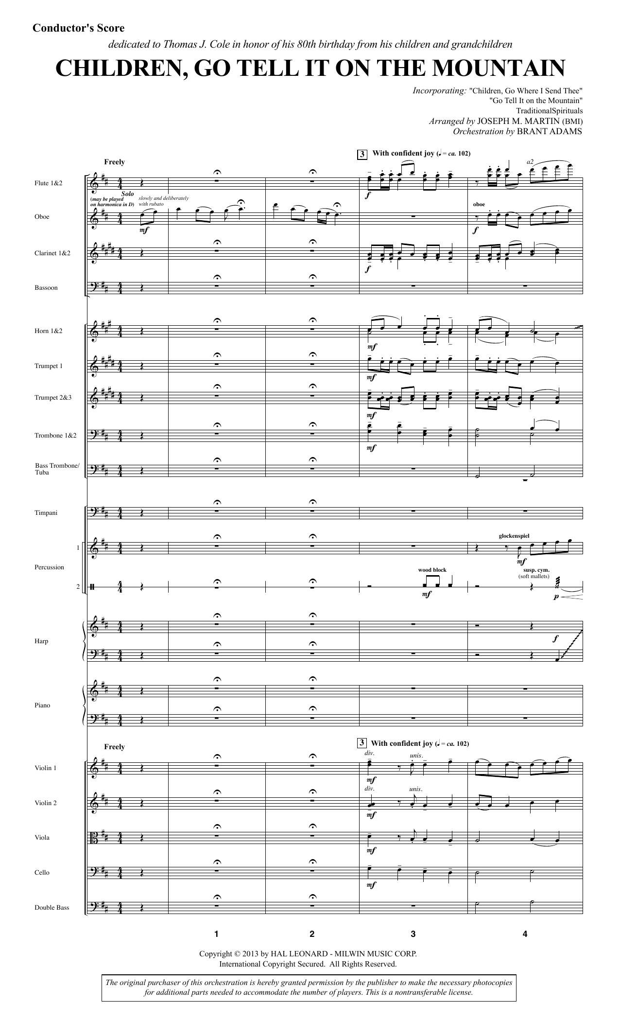 Download Joseph M. Martin Children, Go Tell It on the Mountain - Full Score Sheet Music and learn how to play Choir Instrumental Pak PDF digital score in minutes