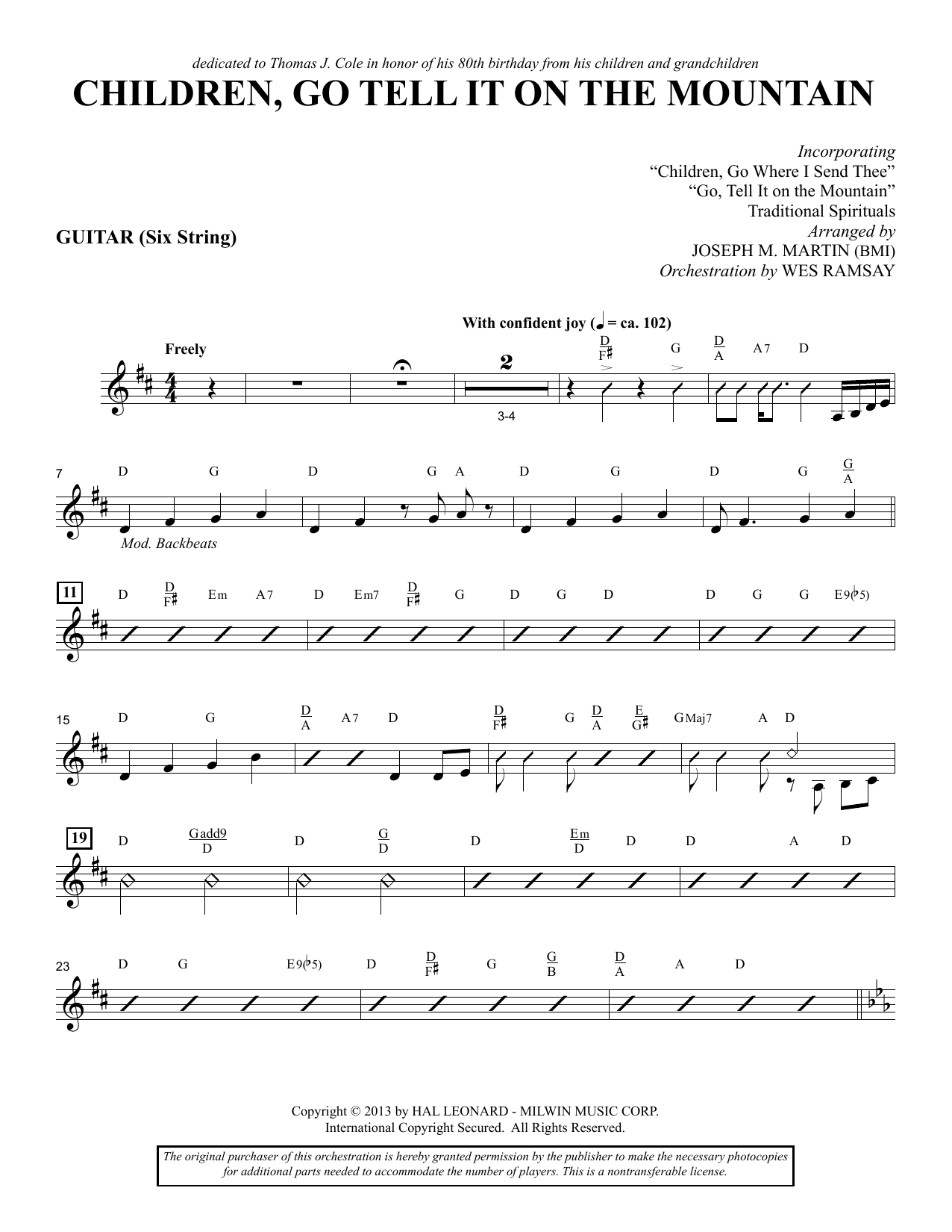 Download Joseph M. Martin Children, Go Tell It on the Mountain - Guitar Sheet Music and learn how to play Choir Instrumental Pak PDF digital score in minutes