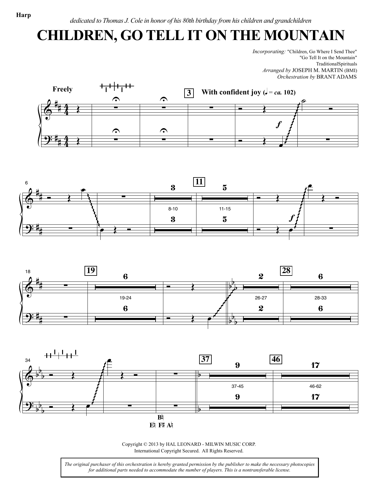 Download Joseph M. Martin Children, Go Tell It on the Mountain - Harp Sheet Music and learn how to play Choir Instrumental Pak PDF digital score in minutes