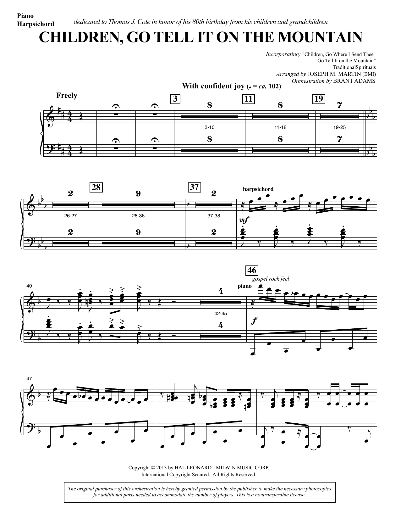 Download Joseph M. Martin Children, Go Tell It on the Mountain - Piano Sheet Music and learn how to play Choir Instrumental Pak PDF digital score in minutes