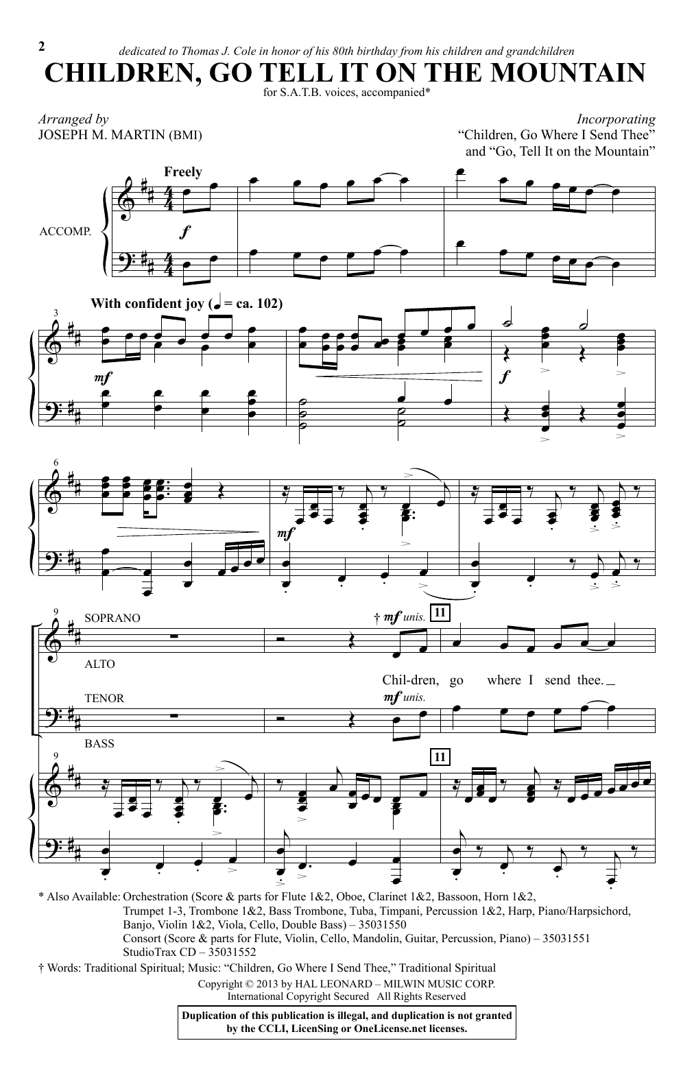 Download Joseph M. Martin Children, Go Tell It On The Mountain Sheet Music and learn how to play SATB PDF digital score in minutes