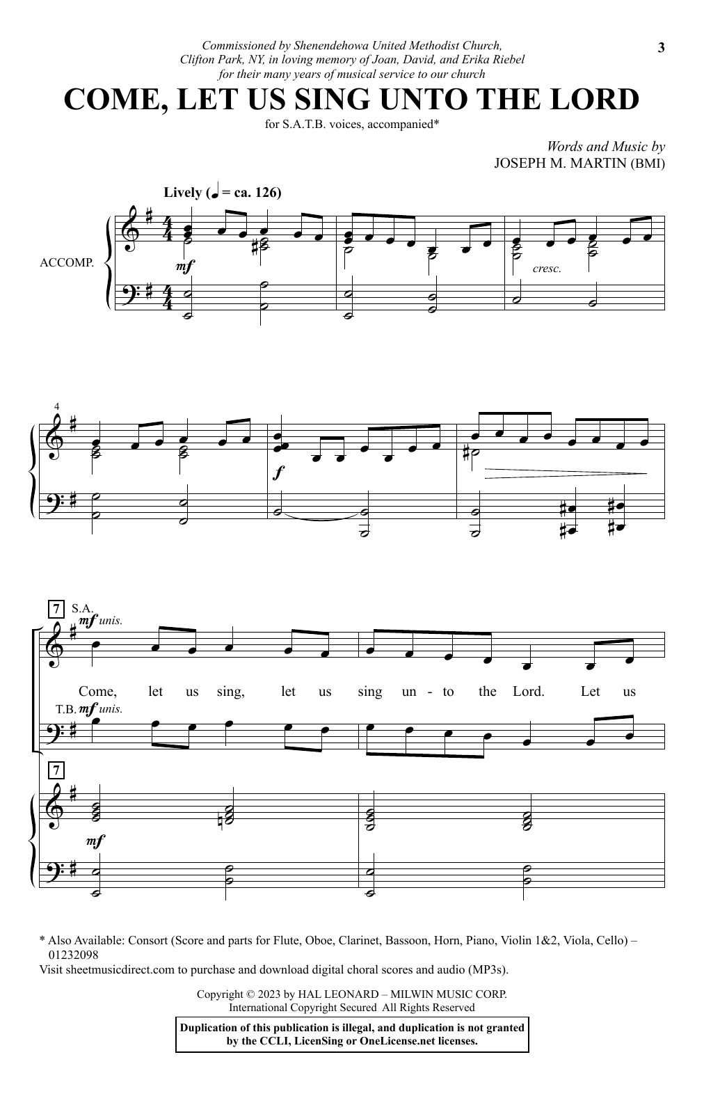 Download Joseph M. Martin Come, Let Us Sing Unto The Lord Sheet Music and learn how to play SATB Choir PDF digital score in minutes