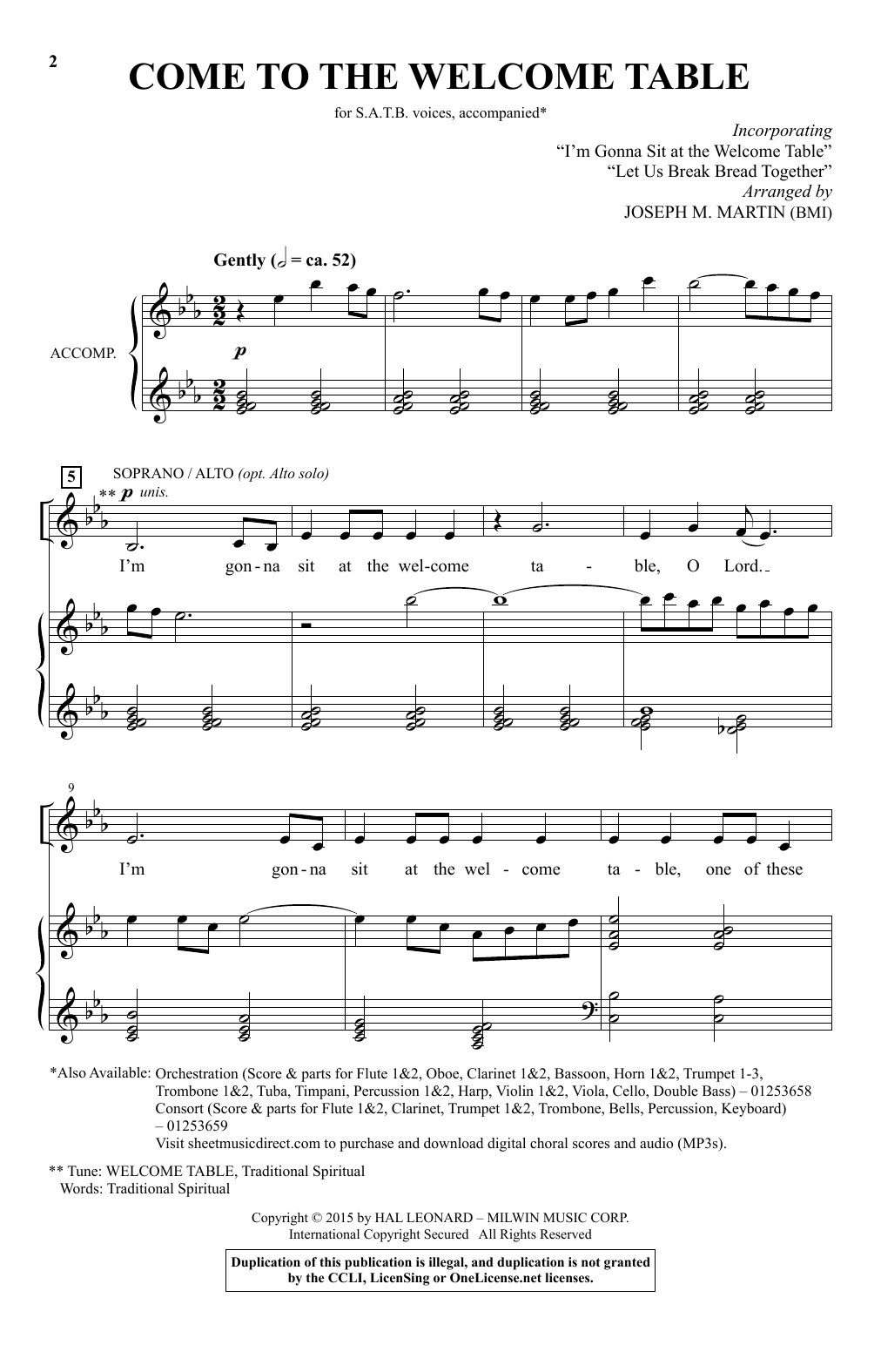 Download Joseph M. Martin Come To The Welcome Table Sheet Music and learn how to play SATB Choir PDF digital score in minutes