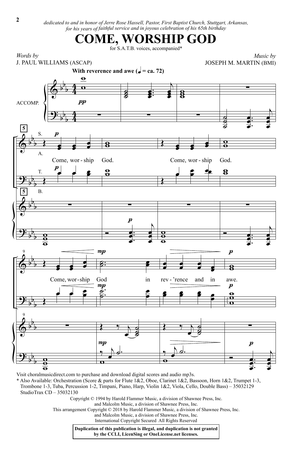 Download Joseph M. Martin Come, Worship God Sheet Music and learn how to play SATB PDF digital score in minutes