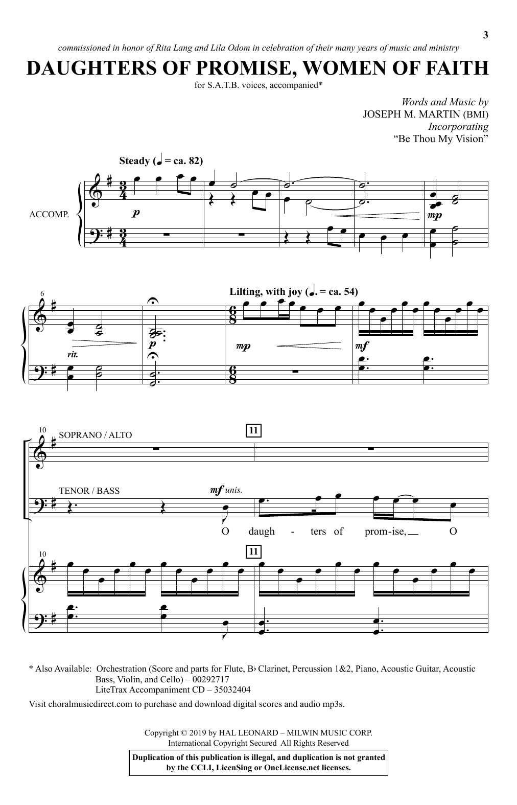 Download Joseph M. Martin Daughters Of Promise, Women Of Faith Sheet Music and learn how to play SATB Choir PDF digital score in minutes